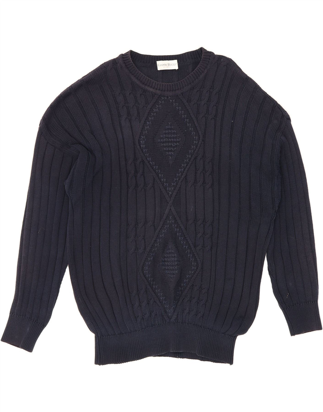 GIANNI BUGLI Mens Crew Neck Jumper Sweater IT 54 XL Navy Blue Vintage Gianni Bugli and Second-Hand Gianni Bugli from Messina Hembry 