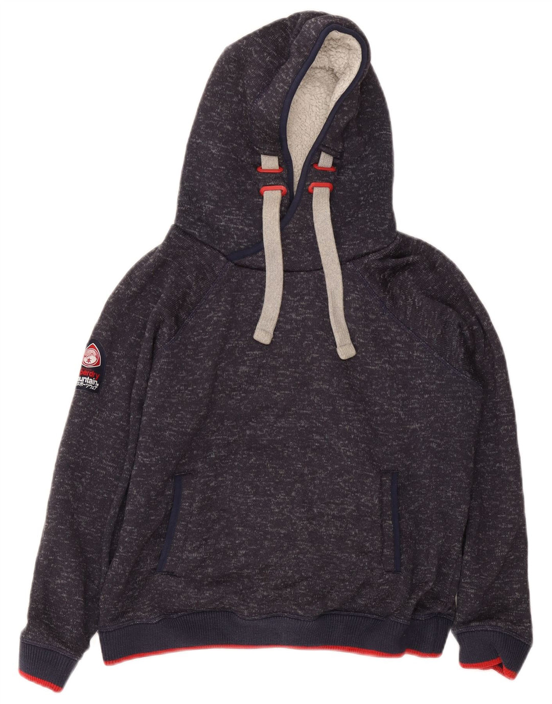 Superdry Damen Kapuzenpullover UK 18 XL Marineblau meliertes Polyester