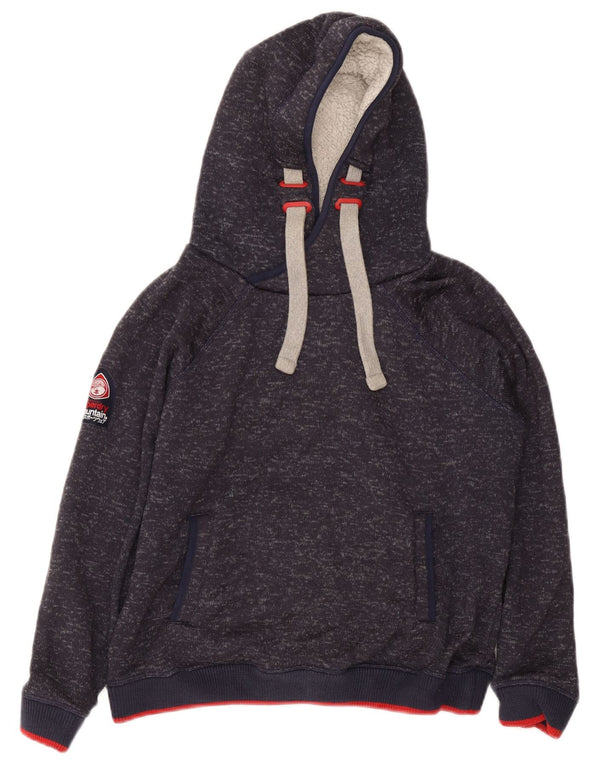 Superdry Damen Kapuzenpullover UK 18 XL Marineblau meliertes Polyester