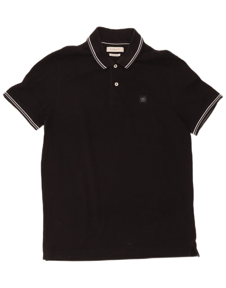 Bugatti Herren Poloshirt Medium Schwarz gestreift
