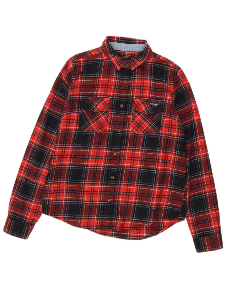 SUPERDRY Flanellhemd für Damen, UK 8, Größe S, rot kariert, Baumwolle