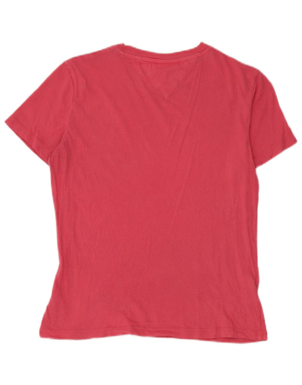 Tommy Hilfiger Damen Grafik-T-Shirt-Oberteil UK 6 XS Rosa Baumwolle