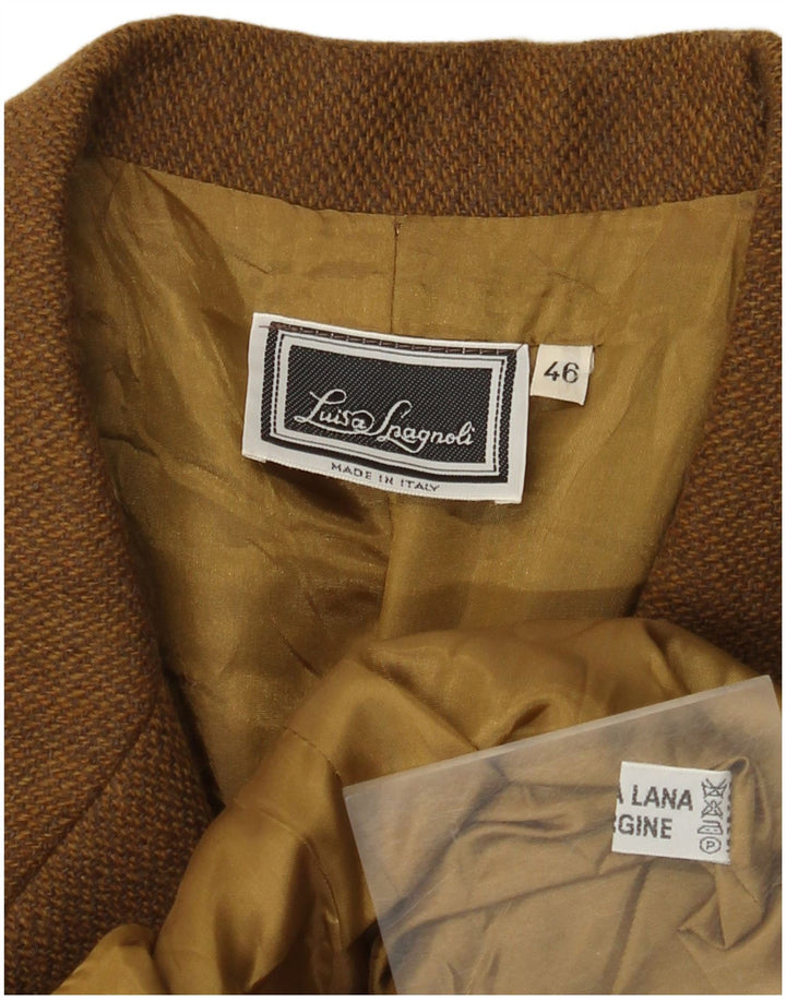 Luisa Spagnoli Damen 3-Knopf-Blazerjacke IT 46 Große braune Wolle