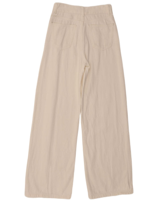 Zara Damen-Jeans mit hoher Taille und weitem Bein, EU 36, XS, B26, L31, weiße Baumwolle