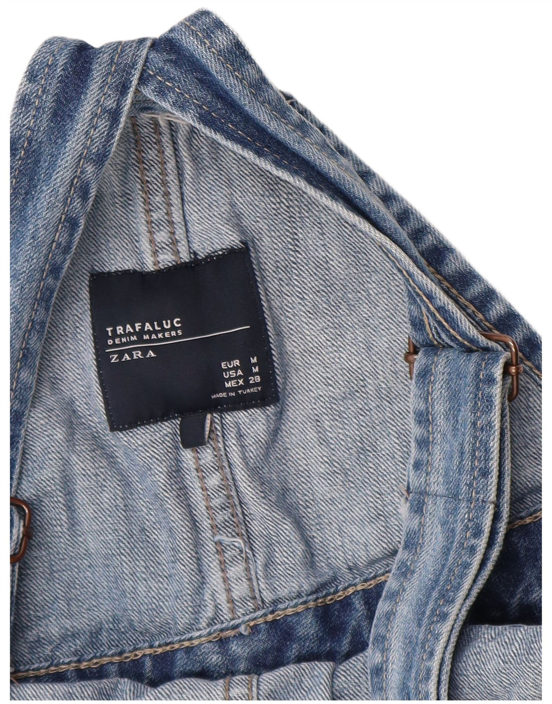 Zara Damen Trafaluc Distressed Dungarees Slim Jeans Medium W32 L27 Blau