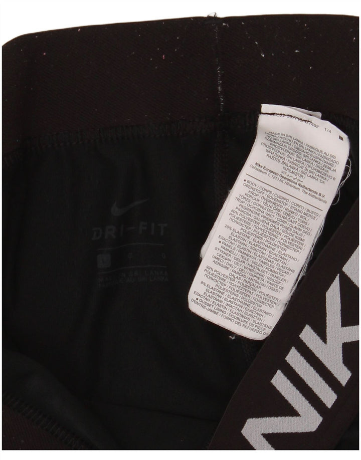 Nike Damen Dri Fit Graphic Leggings UK 14 Large Schwarz Polyester