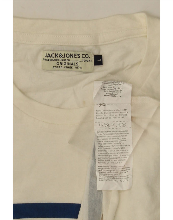JACK & JONES Herren T-Shirt Top Große weiß gestreifte Baumwolle