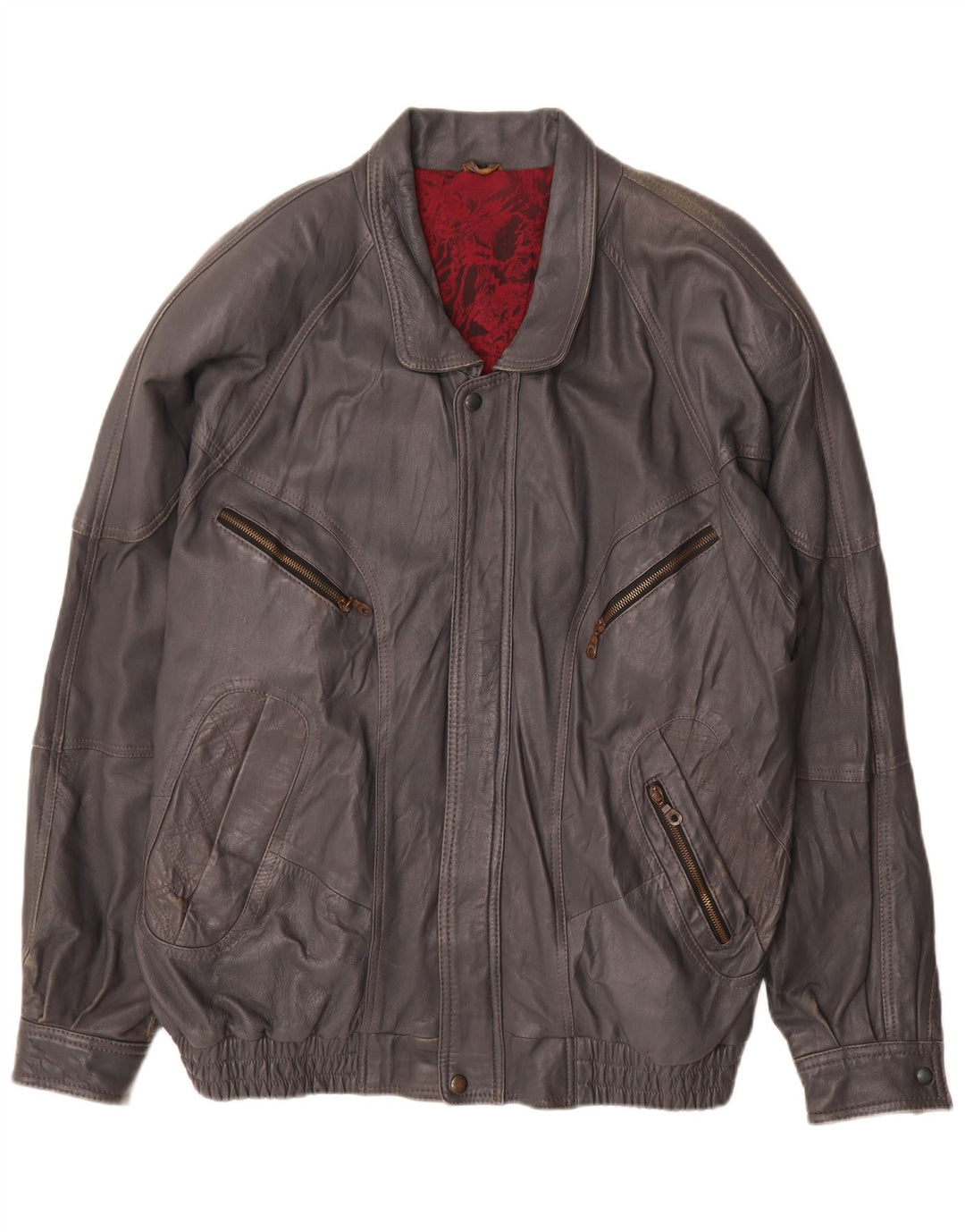 Vintage Herren Lederjacke IT 60 4XL Grau