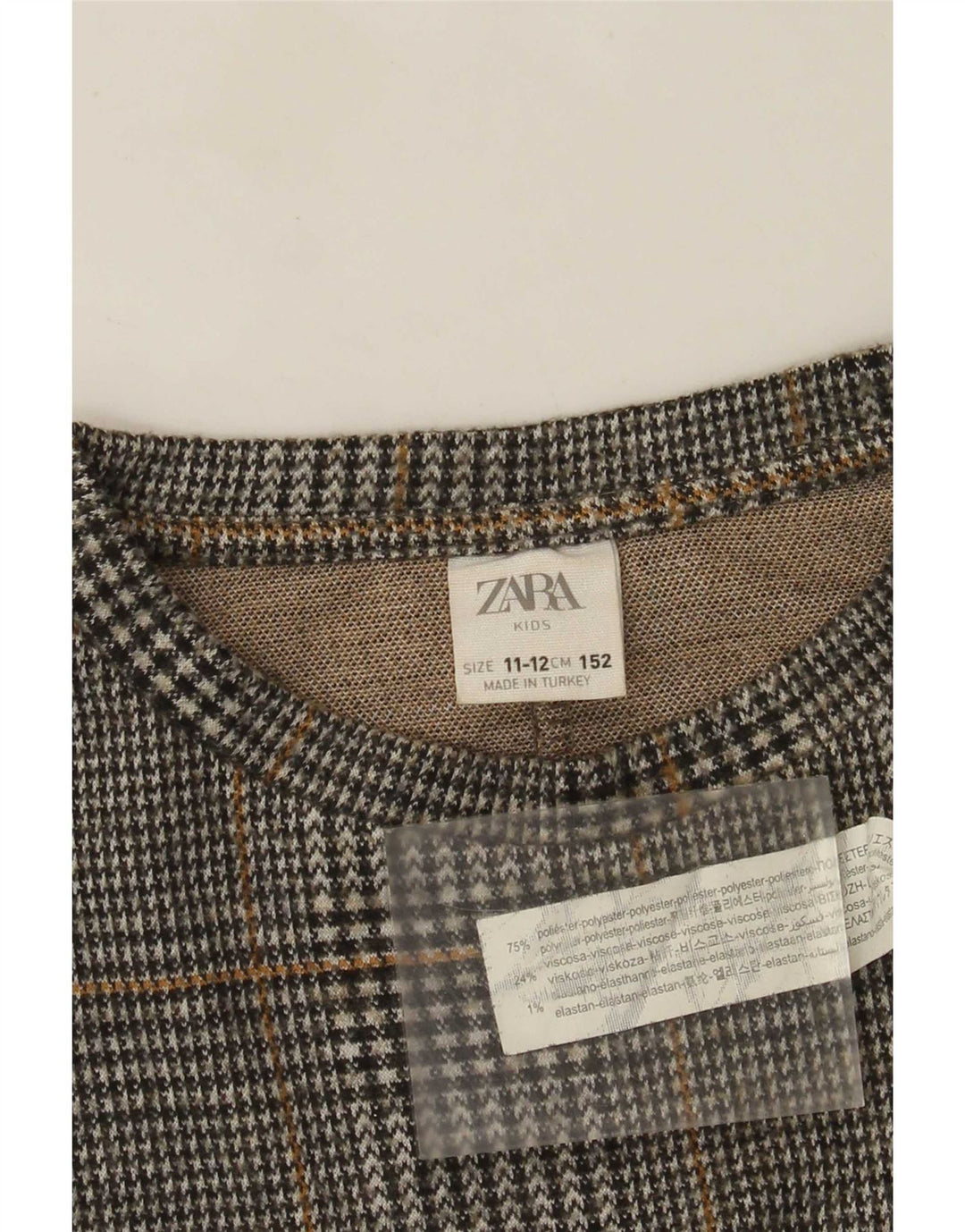 Zara Mädchen-Sweatshirt-Pullover, 11–12 Jahre, grau kariertes Polyester