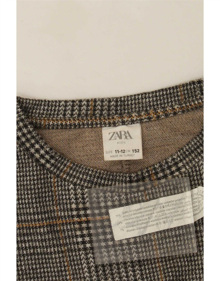 Zara Mädchen-Sweatshirt-Pullover, 11–12 Jahre, grau kariertes Polyester