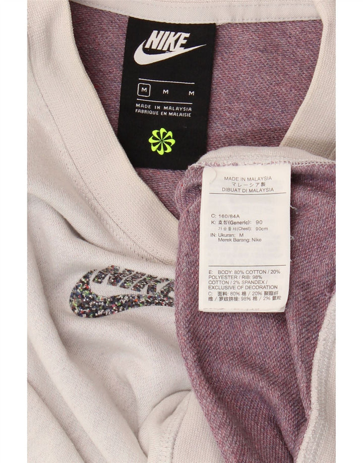 Nike Womens Crop Oversized Sweatshirt Pullover UK 14 Mittelgraue Baumwolle