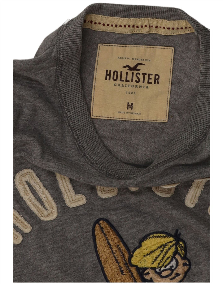 Hollister Herren-T-Shirt mit Grafik, mittelgraue Baumwolle
