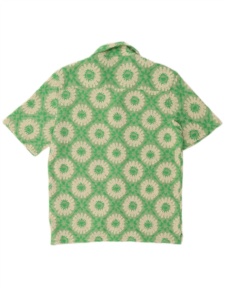 ZARA Mens Short Sleeve Shirt Medium Green Check Polyester