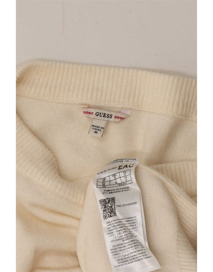 Guess Damen-Pullover in Übergröße mit U-Boot-Ausschnitt, Gr. 8, Größe S, gebrochenes Weiß
