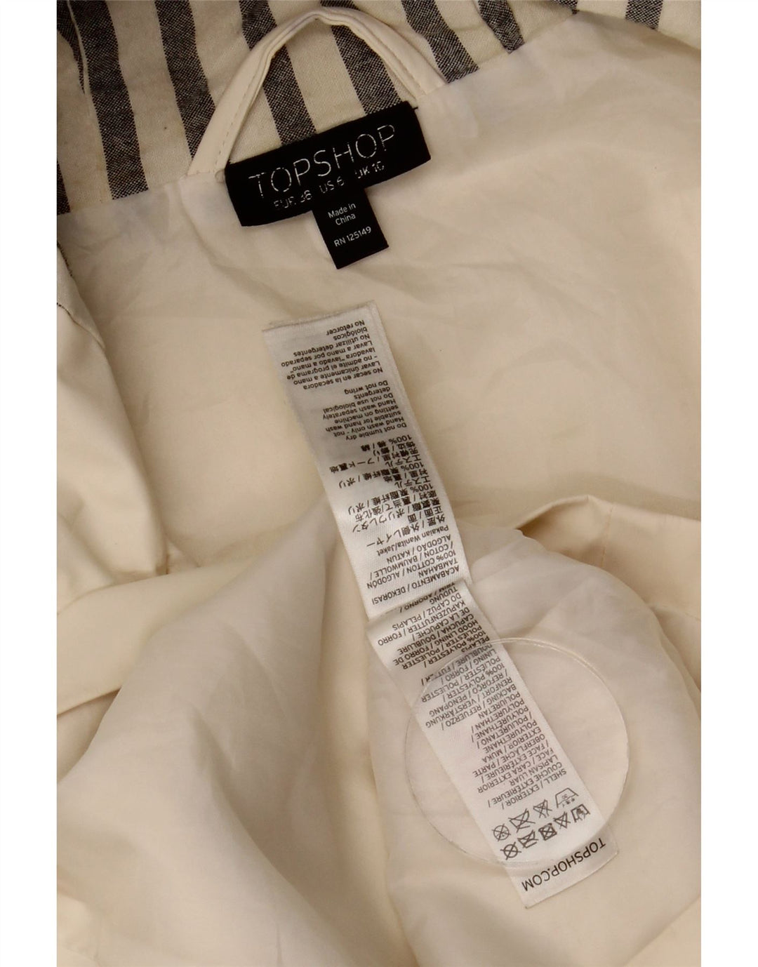 Topshop Damen Übergroße Regenjacke mit Kapuze, UK 10, Größe S, gebrochenes Weiß