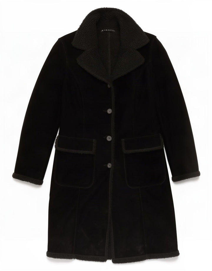 Sisley Damen Sherpa-Mantel UK 10 Small Schwarz Polyester