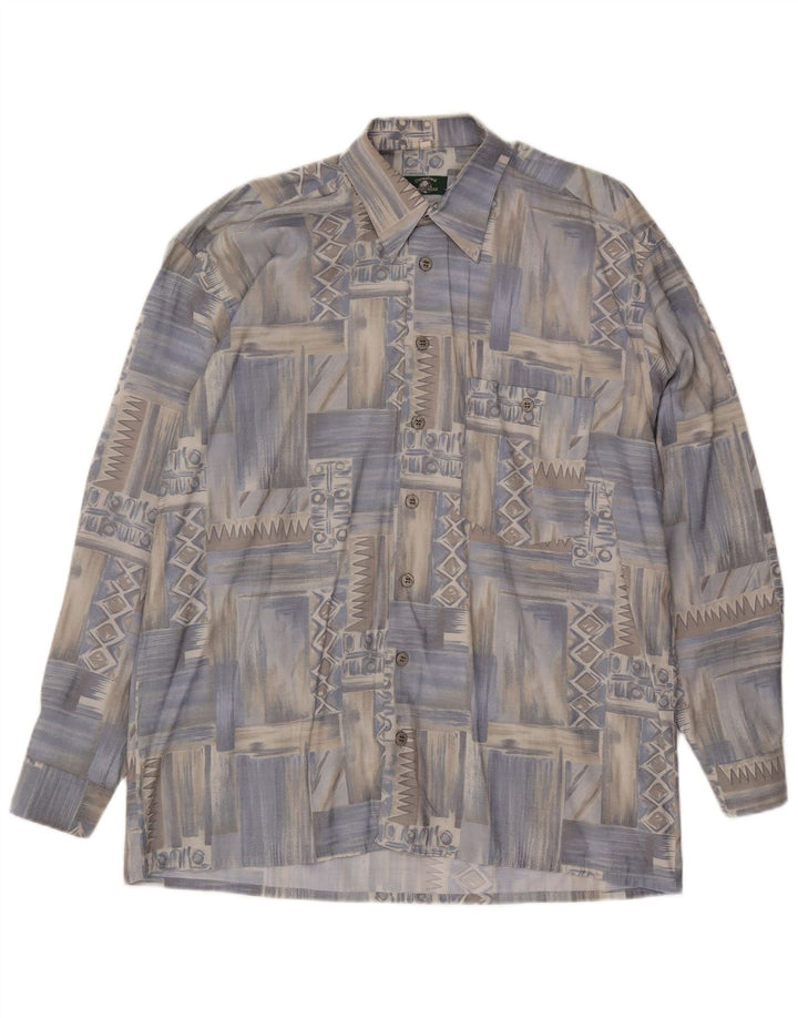 Vintage Herrenhemd groß blau geometrisch