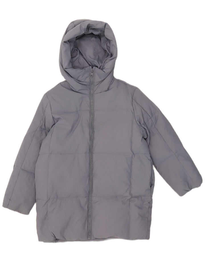 Zara Wattierte Jacke mit Kapuze für Mädchen, 11–12 Jahre, blaues Polyamid