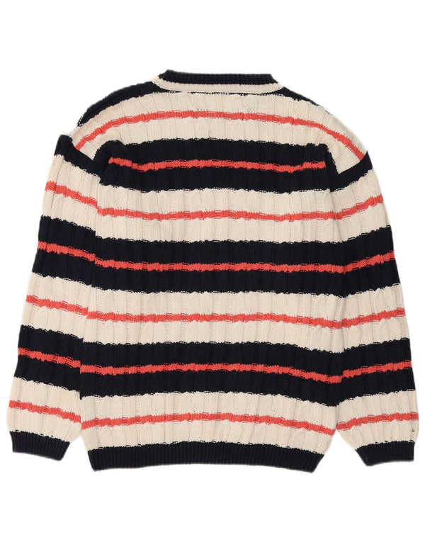 Vintage Herren-Pullover mit U-Boot-Ausschnitt, mittelgroß, mehrfarbig gestreift