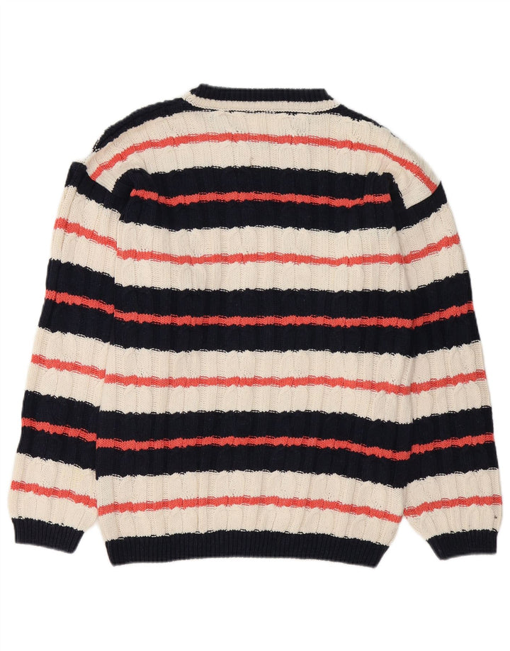 Vintage Herren-Pullover mit U-Boot-Ausschnitt, mittelgroß, mehrfarbig gestreift