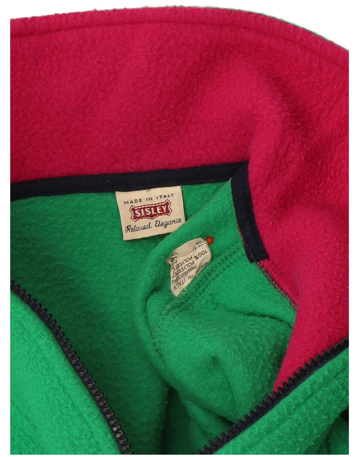 Sisley Herren-Fleecepullover mit Reißverschluss am Hals, mittelgrünes Polyester