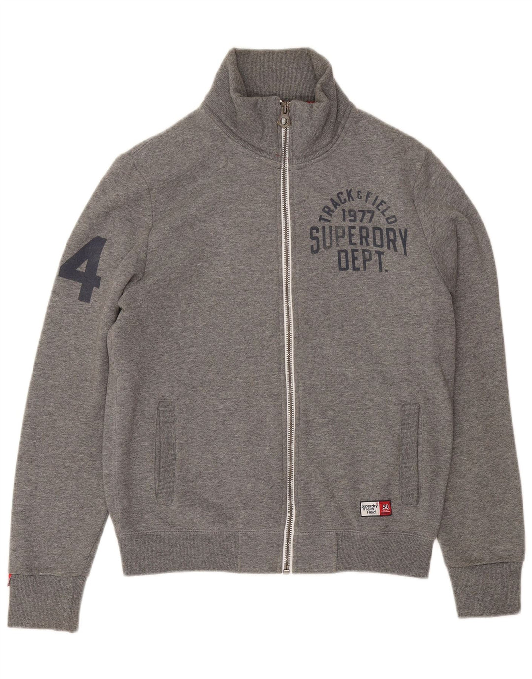 Superdry Herren-Trainingsanzugoberteil mit Grafik, Mittelgrau gesprenkelte Baumwolle