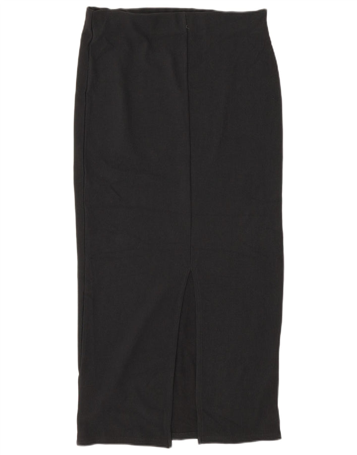 Zara Damen Midirock mit hoher Taille, Größe L, W30, Schwarz, Polyester