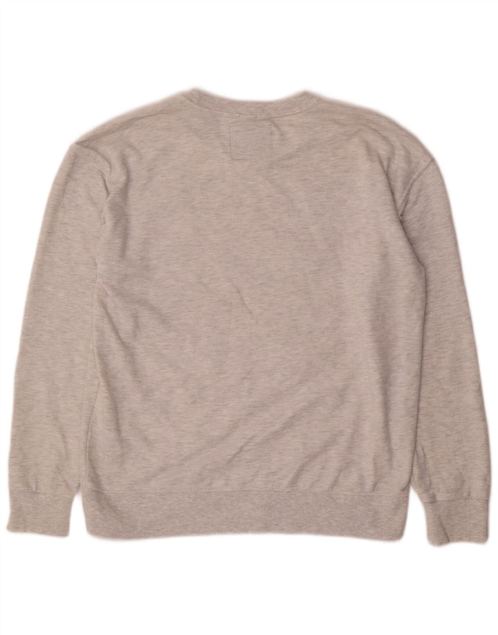 Superdry Grafik-Sweatshirtpullover für Damen, UK 14, mittelgrau gefleckte Baumwolle