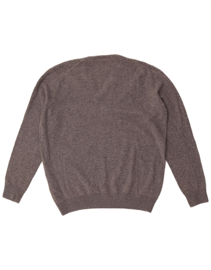 Lacoste Herren-Pullover mit V-Ausschnitt, Größe 6 XL, grau gefleckte Wolle