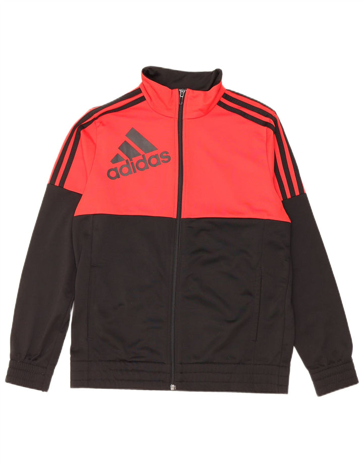 ADIDAS Jungen-Trainingsanzug mit grafischem Oberteil, 13–14 Jahre, schwarzes Farbblockdesign
