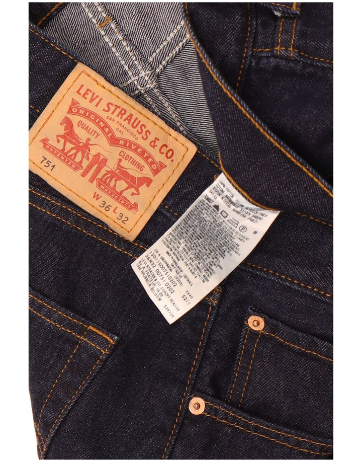 Levi's Herren 751 verkürzte Jeans W36 L26 marineblaue Baumwolle
