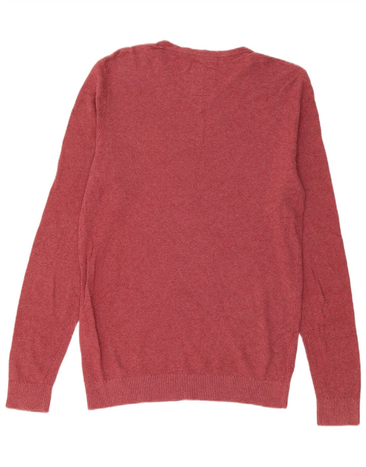 Fat Face Herren-Pullover mit V-Ausschnitt, Größe S, rote Baumwolle