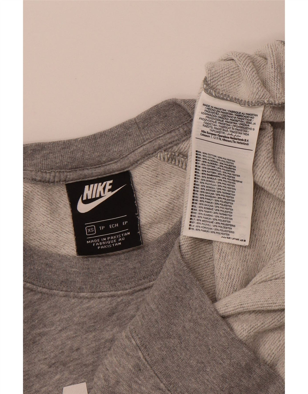 NIKE Womens Graphic Oversized Sweatshirt Jumper UK 6 XS Grey Cotton