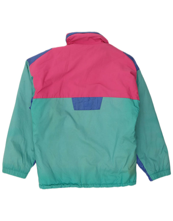 Vintage Mens Oversized Hooded Ski Jacket IT 46 Small Green Colourblock