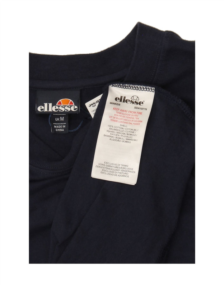 ELLESSE Mens Graphic T-Shirt Top Medium Navy Blue Cotton Vintage Ellesse and Second-Hand Ellesse from Messina Hembry 