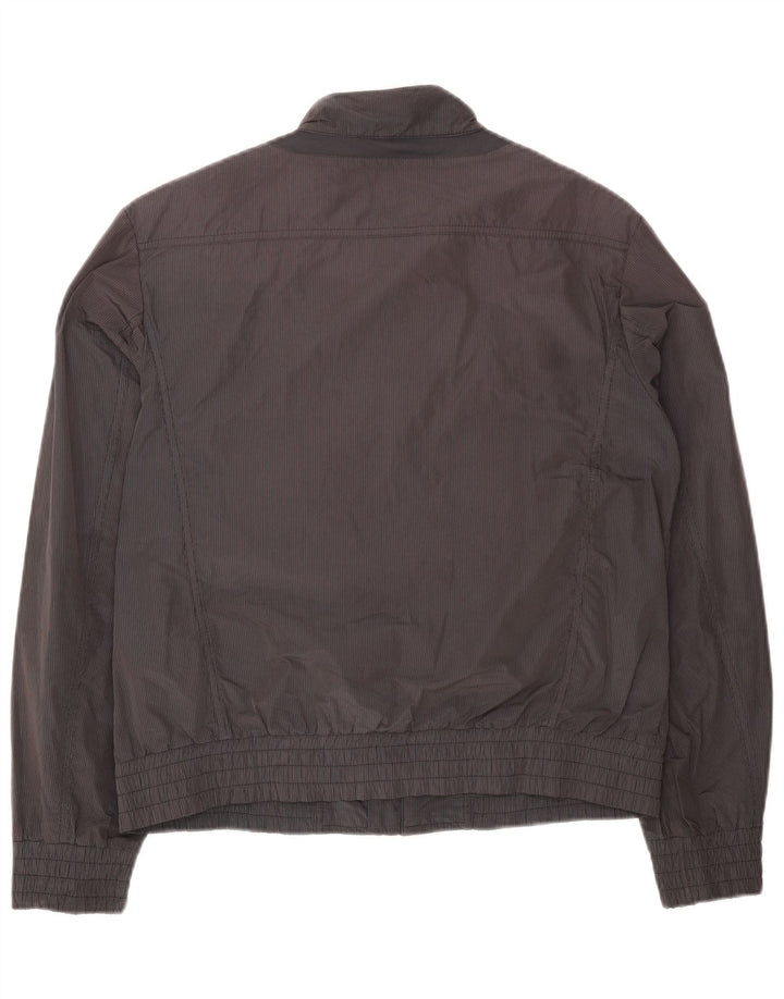 Geox Herren Respira Bomberjacke UK 40 Großes graues Nadelstreifen-Polyester