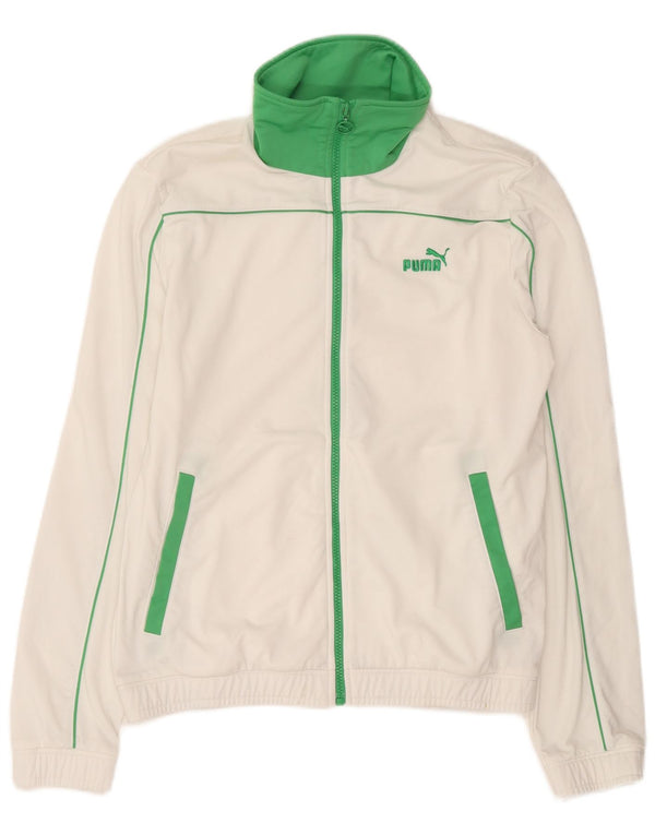 Puma Herren-Trainingsanzug-Top-Jacke, mittelweißes Farbblock-Polyester