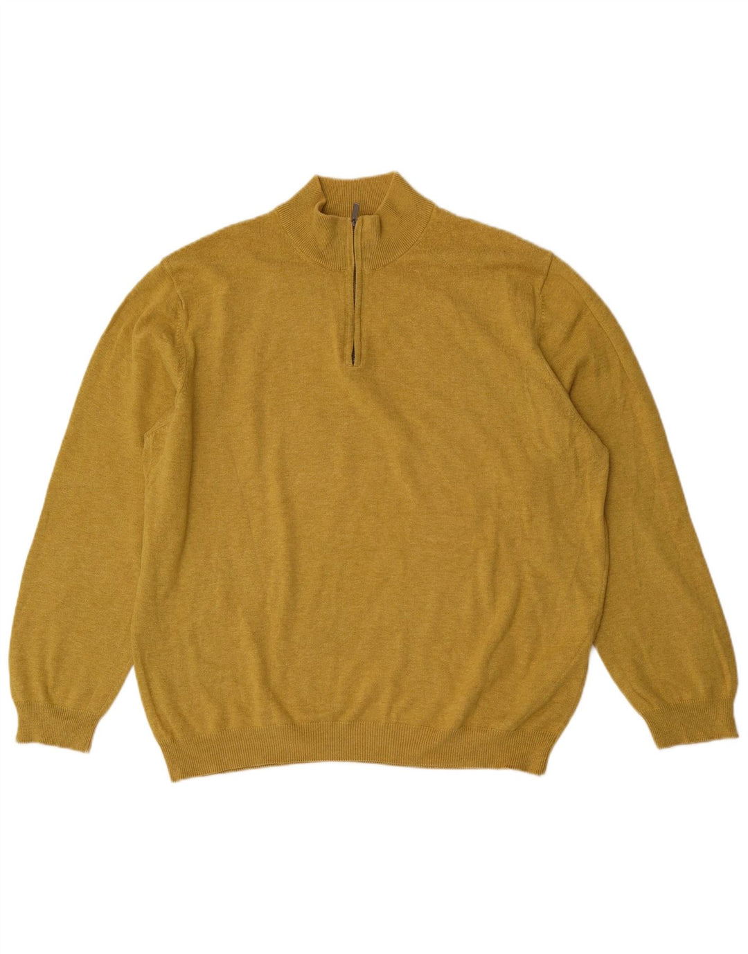 Massimo Dutti Herren-Pullover mit Reißverschluss, 2XL, gelbe Baumwolle
