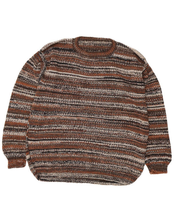 Vintage Herren Rundhalspullover Pullover 2XL Braun gestreift