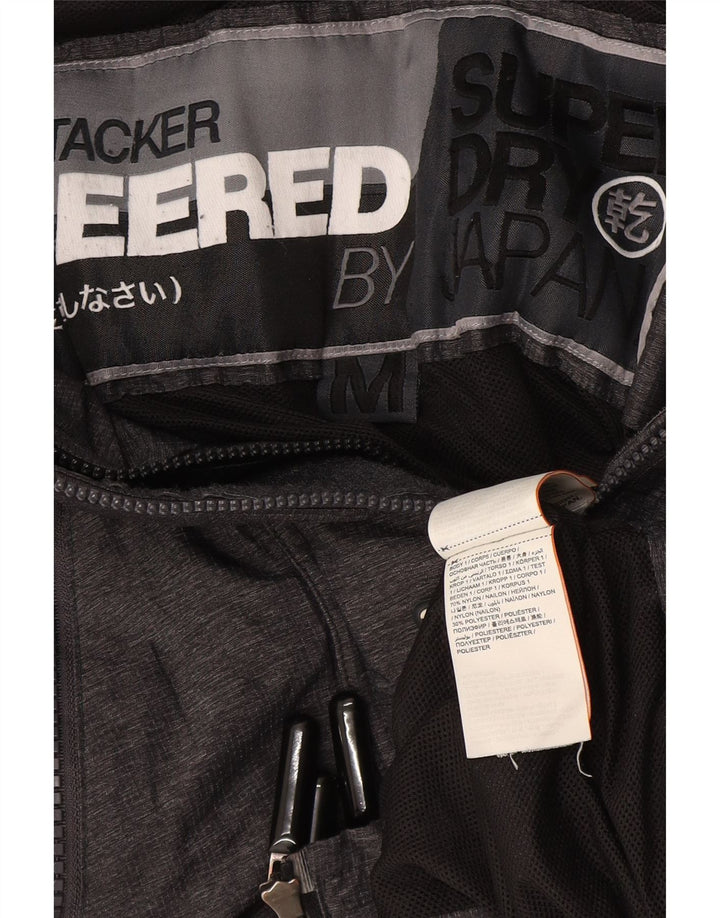 Superdry Damen Regenjacke UK 14 Mittelgraues Nylon