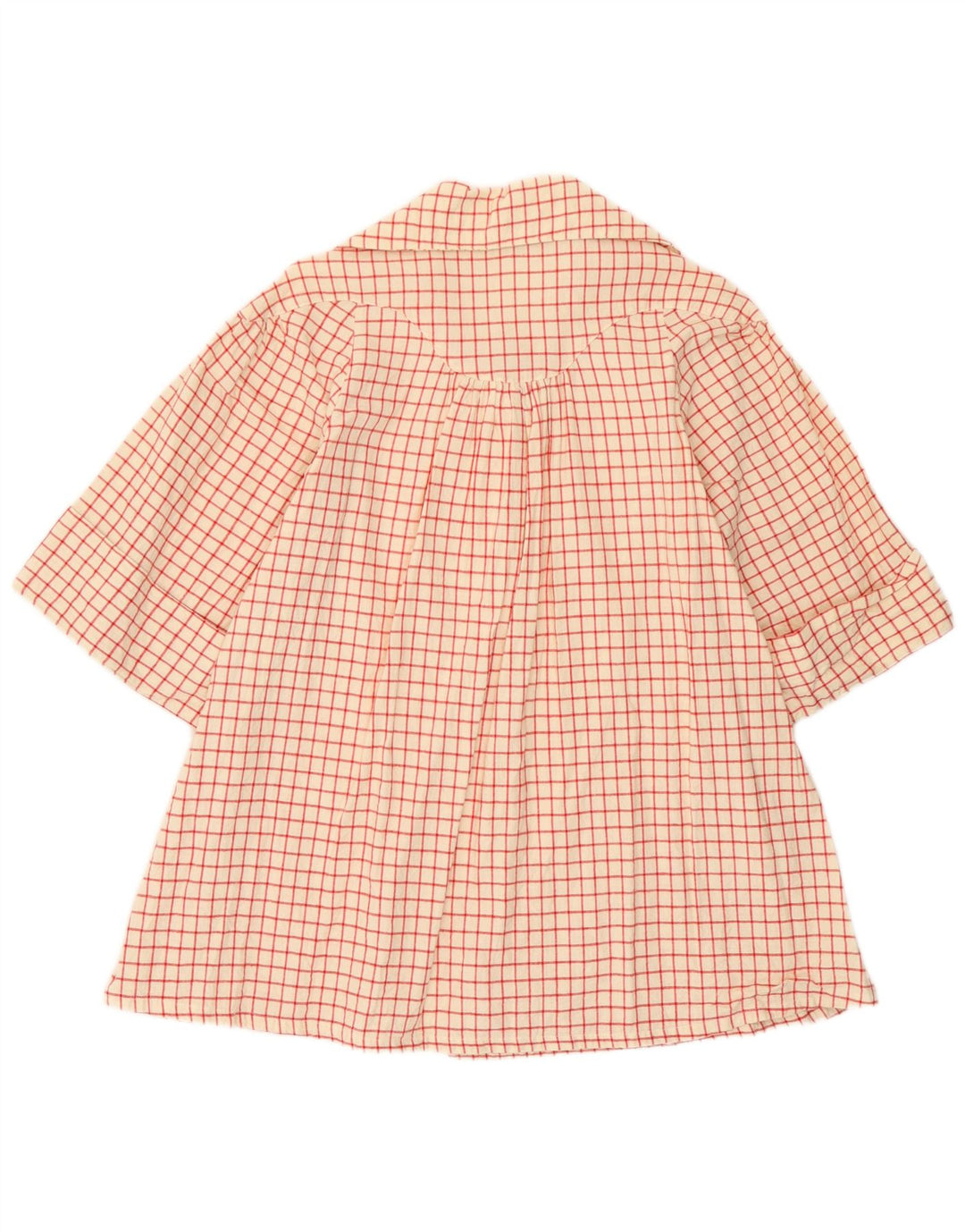 Vintage Damen 3/4-Ärmel-Hemd UK 12 Medium Off White Check