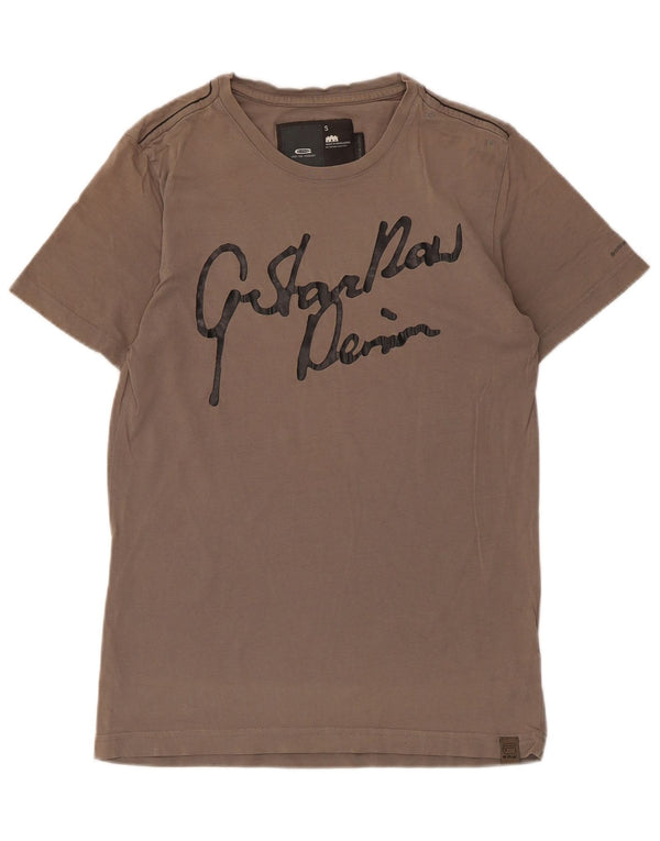 G-Star Herren Grafik T-Shirt Top Small Braun Baumwolle