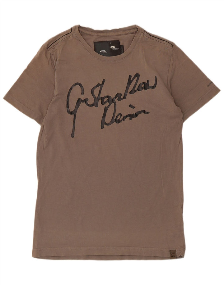 G-Star Herren Grafik T-Shirt Top Small Braun Baumwolle
