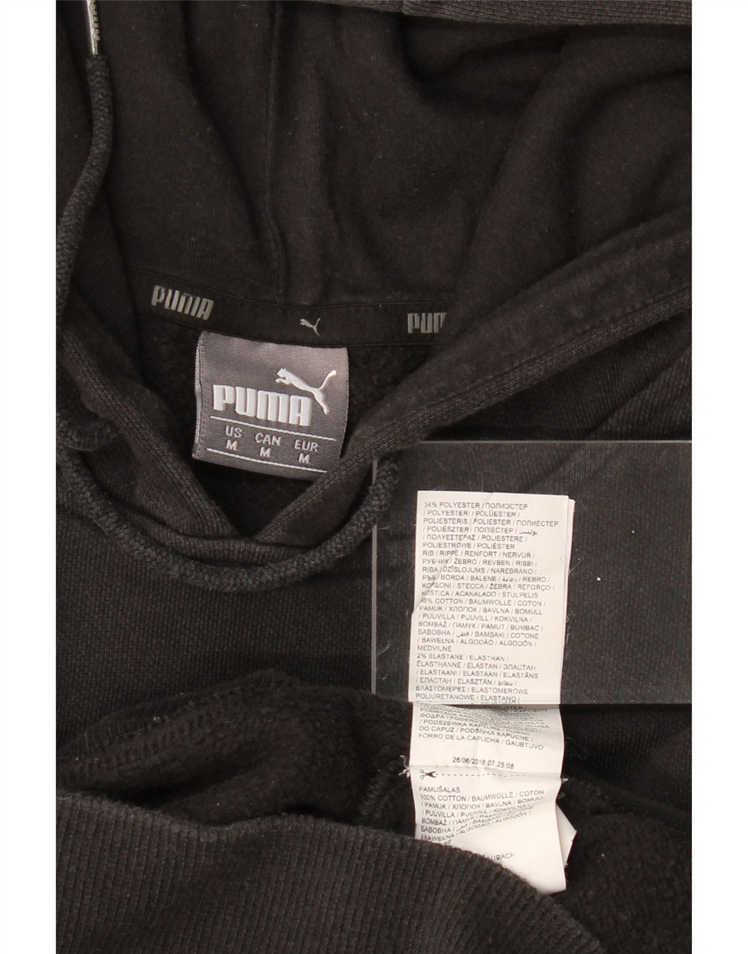 PUMA Damen Graphic Hoodie Pullover UK 14 Mittelschwarze Baumwolle