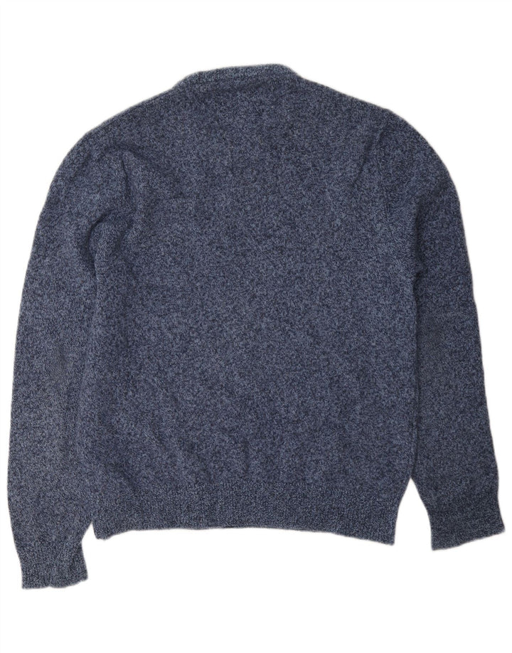 Jack Wills Herren-Pullover mit Rundhalsausschnitt, groß, blau gesprenkelte Wolle