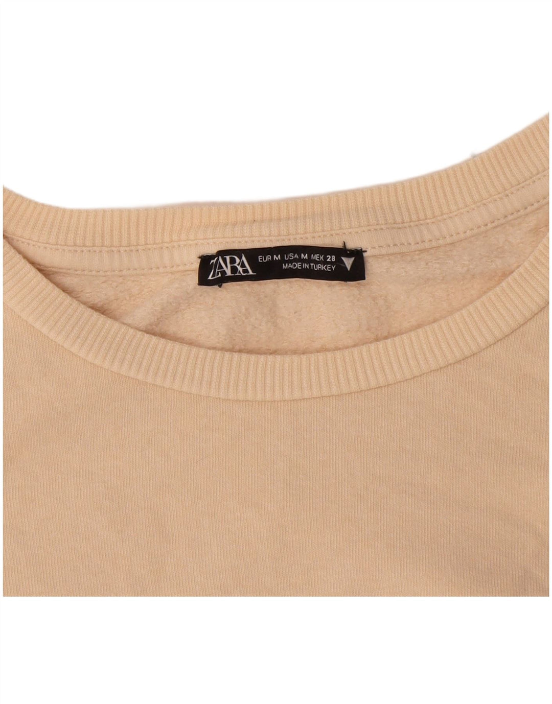 Zara Damen Crop Top Langarm UK 14 Medium Beige