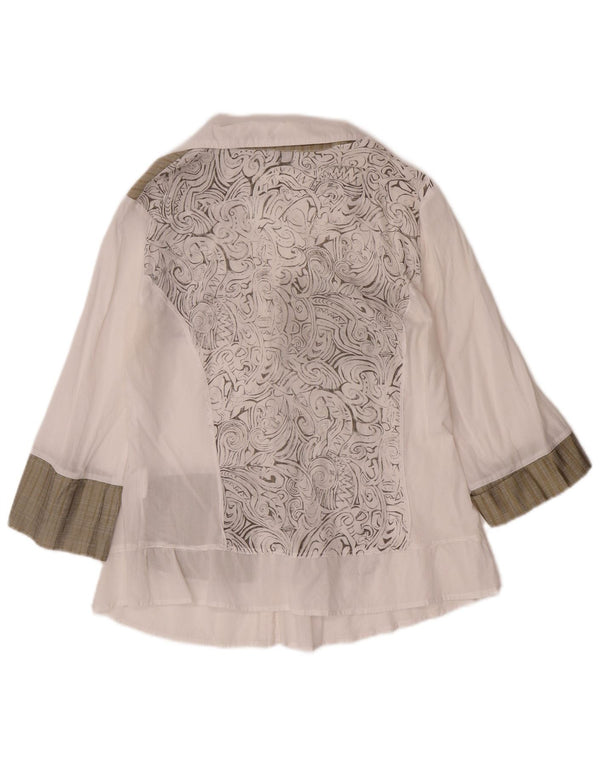 Borgofiori Damen 3/4-Ärmel-Hemdbluse IT 48 XL Weiß Patchwork