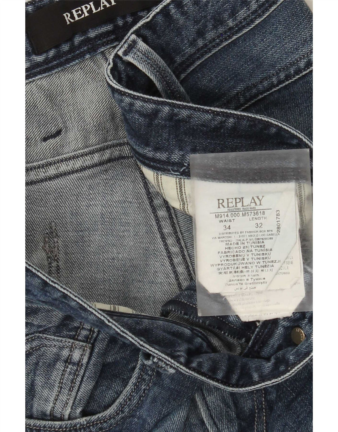 Replay Damen Slim Jeans W34 L32 Blaue Baumwolle