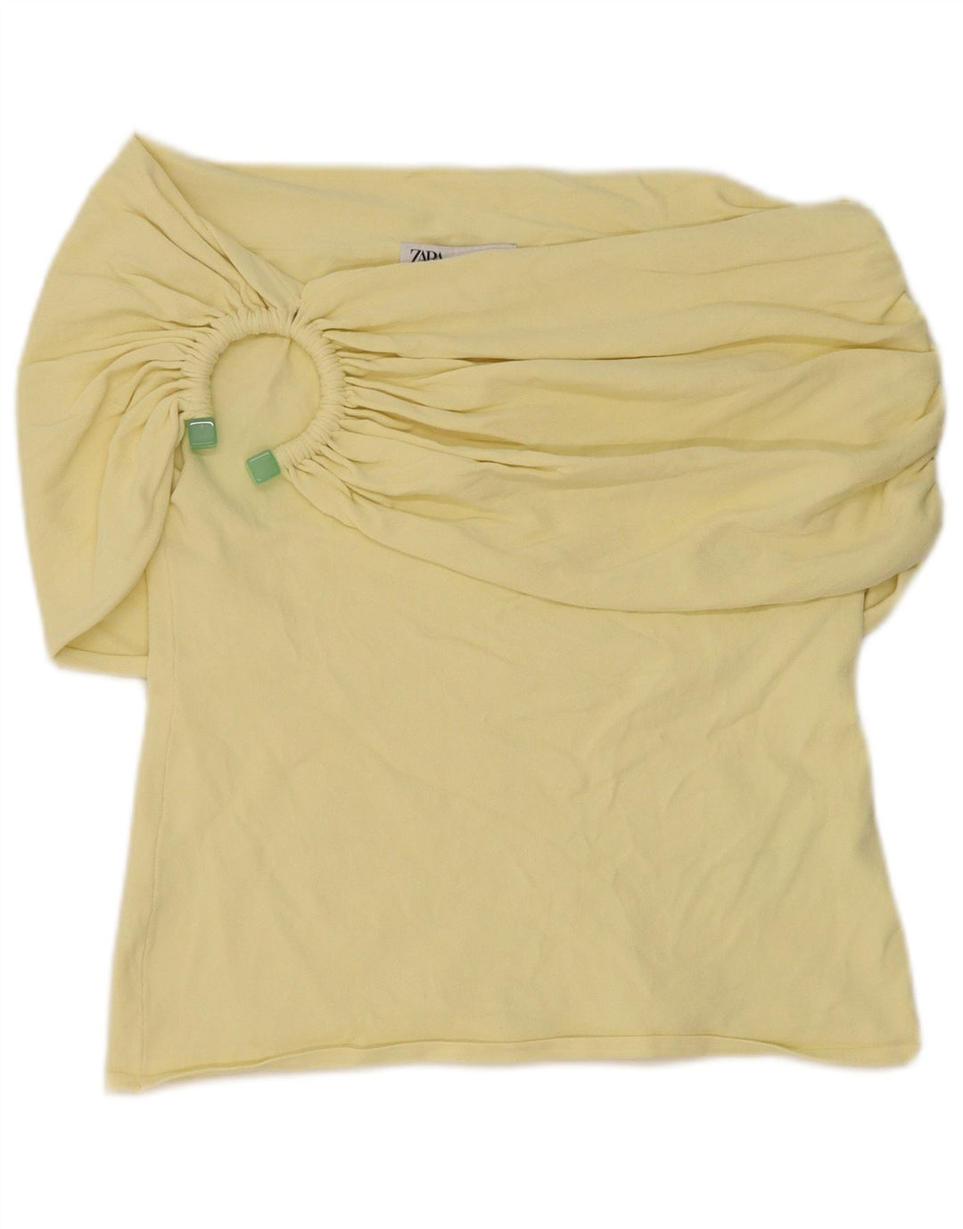 Schulterfreies Top für Damen von Zara, UK 16, Größe L, gelbe Viskose