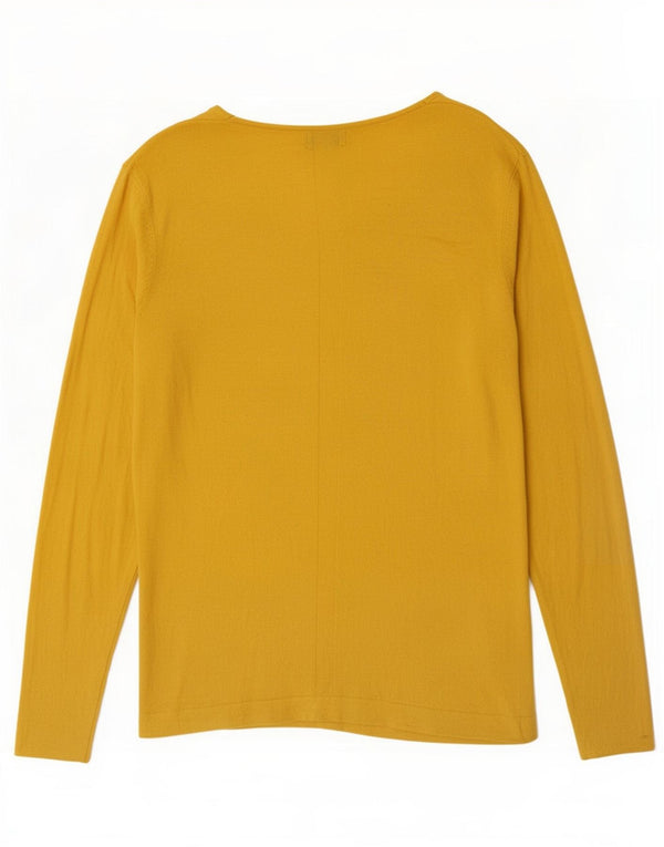 Jigsaw Damen Top Langarm UK 16 Large Gelb Polyamid